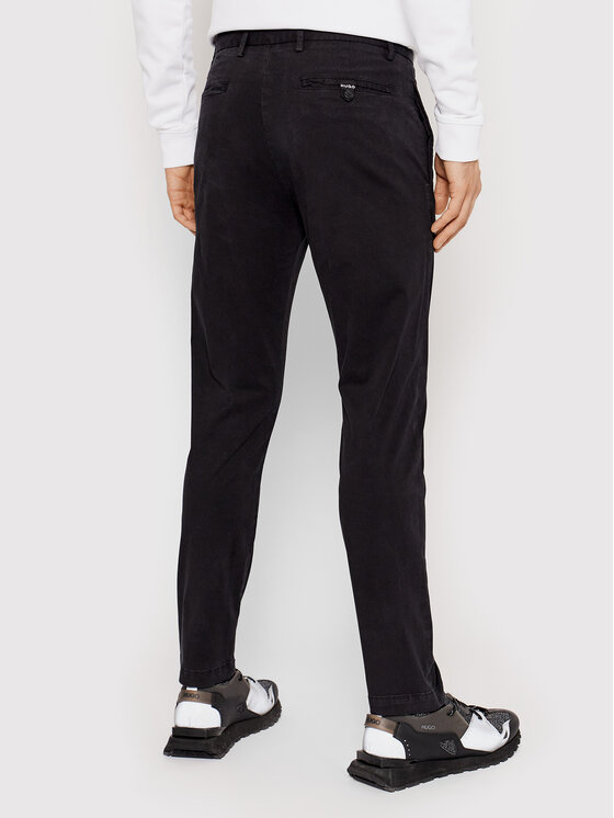 HUGO Hugo Medžiaginės kelnės David204d 50437976 Juoda Slim Fit