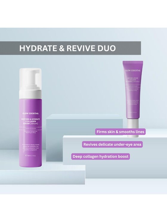 Glow Cocktail Glow Cocktail Serum kolagenowe Restore & Hydrate 30 ml + Krem pod oczy Restore & Revive Collagen 15 ml Zestaw do pielęgnacji skóry