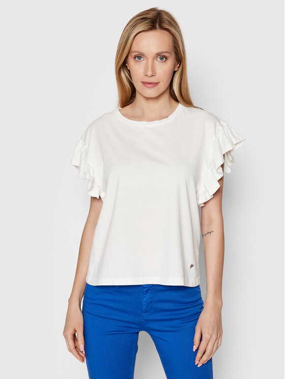 Please Bluza T0GJOP9C09 Bela Regular Fit