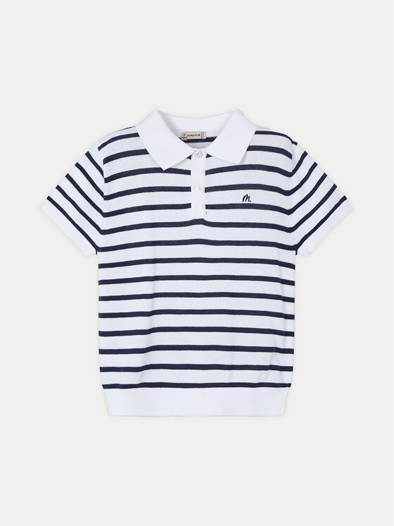 Mayoral Mayoral Тениска с яка и копчета 3104 Бял Regular Fit