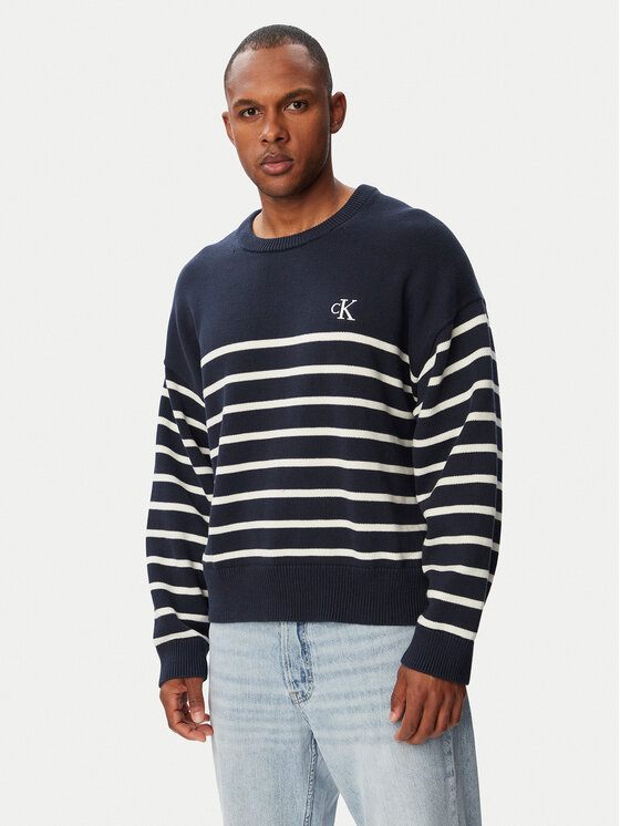 Calvin Klein Jeans Pulover LV04RG305G Bleumarin Relaxed Fit