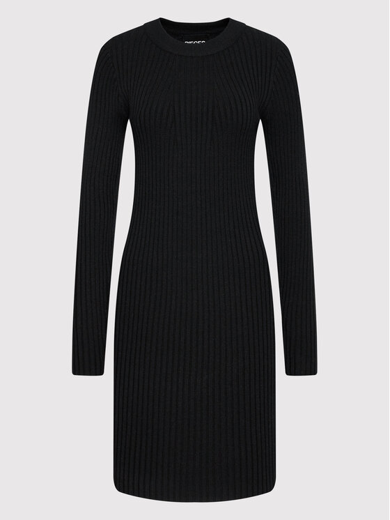 Pieces Pieces Strickkleid Crista 17115048 Schwarz Slim Fit