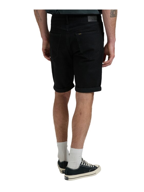 Lee Lee Szorty jeansowe 112376371 Czarny Regular Fit