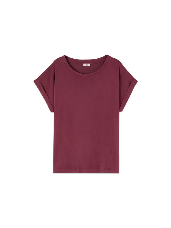 Oltre Oltre T-Shirt G305J104766N036 Bordowy Regular Fit