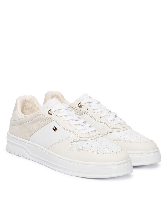 Tommy Hilfiger Tommy Hilfiger Sneakersy Th Sporty Cupsole Tumbled Ltr FW0FW09024 Écru