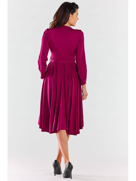Awama Awama Sukienka letnia A471 Bordowy Basic Fit