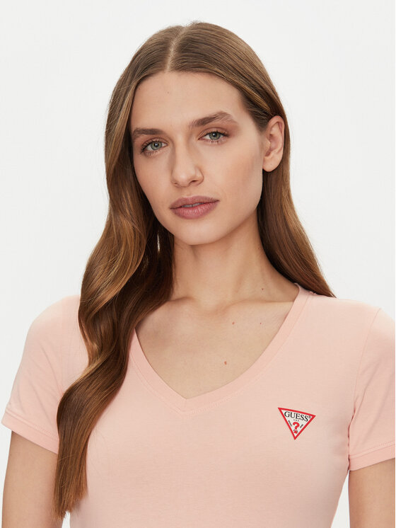 Guess Guess Tricou W2YI45 J1314 Portocaliu Slim Fit