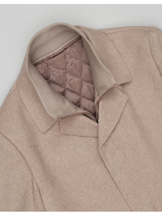 Borgio Borgio Płaszcz wełniany serre_bz Beżowy Slim Fit
