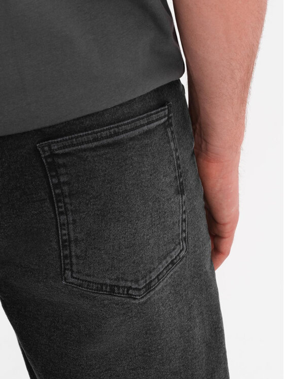 Ombre Ombre Szorty jeansowe OM-SRDS-0192 Czarny Regular Fit