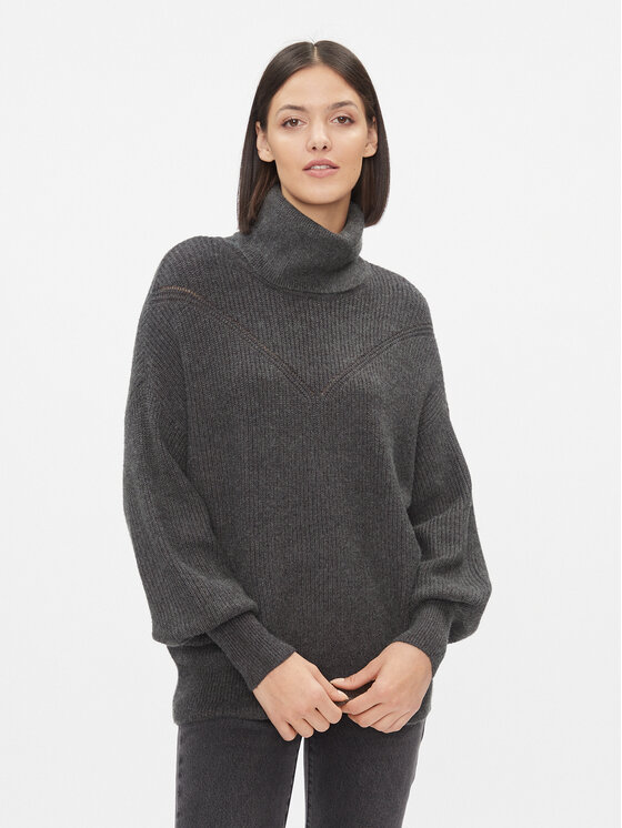 ONLY Bluză cu gât 15294940 Gri Regular Fit