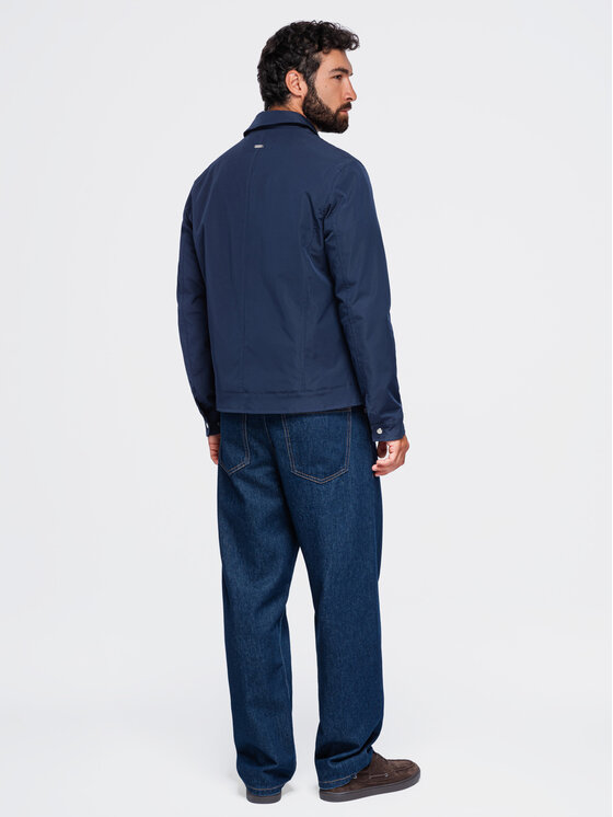 Ombre Ombre Kurtka przejściowa OM-JANP-0224 Granatowy Regular Fit