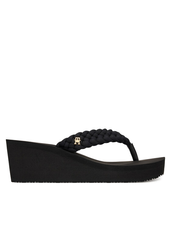 Tommy Hilfiger Tommy Hilfiger Japonki Th Wedge Braided Summer Sandal FW0FW09198 Czarny