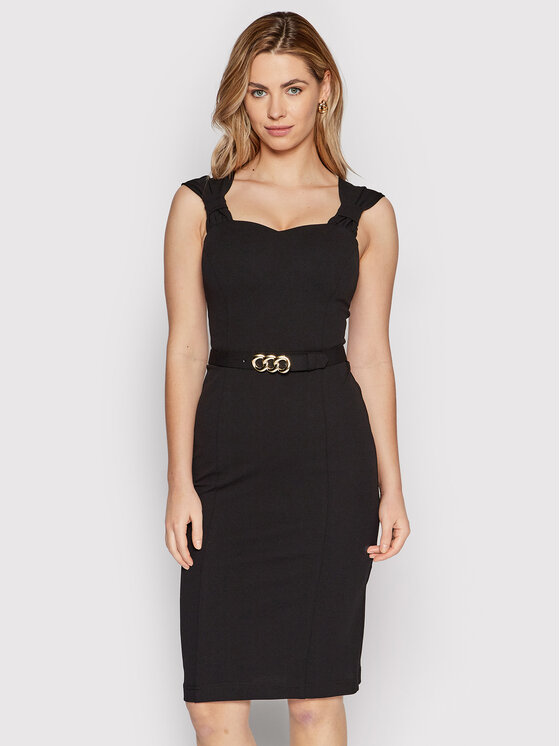 Rinascimento Rinascimento Koktel haljina CFC0107618003 Crna Slim Fit