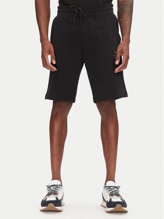 Aeronautica Militare Aeronautica Militare Pantaloni scurți sport 251BF017F459 Negru Regular Fit