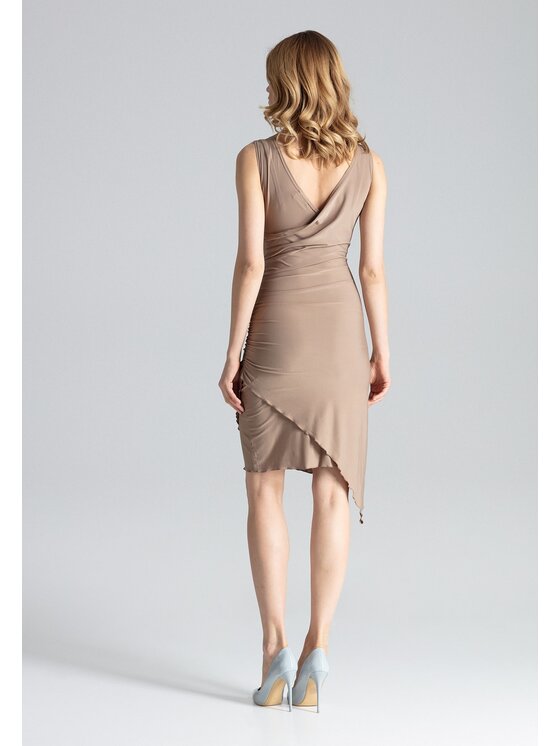 FIGL FIGL Šaty M053 Béžová Slim Fit