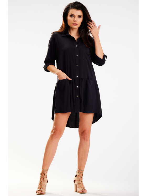Awama Awama Sukienka letnia A584 Czarny Basic Fit