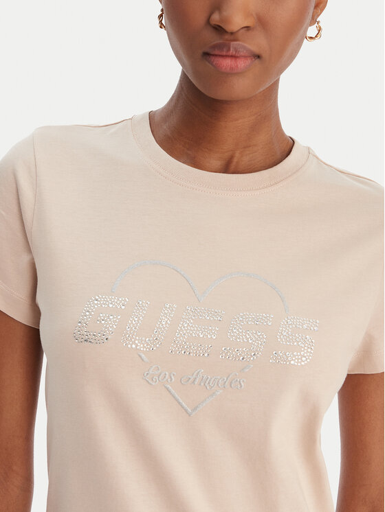 Guess Guess T-krekls V5GI10 K9RM1 Bēšs Regular Fit