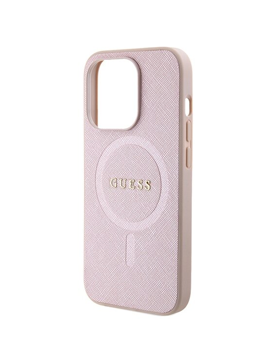 Guess Guess Etui na telefon Saffiano MagSafe Różowy