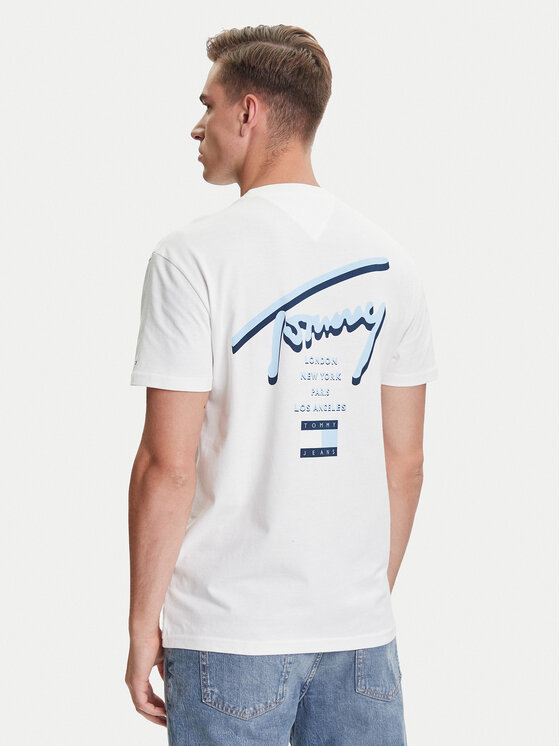 Tommy Jeans Tommy Jeans T-krekls Signature City DM0DM21934 Balts Regular Fit