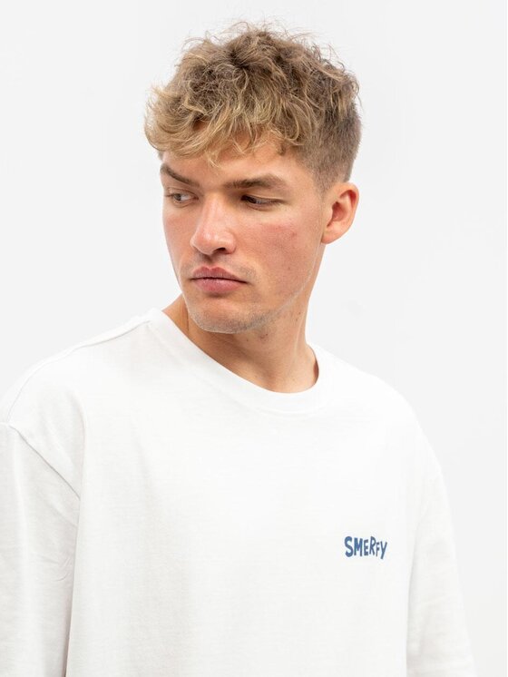 Smerfy Smerfy T-Shirt Koszulka Z Krótkim Rękawem Oversize Męska Biała Smerfy Gargamel Episode XL Biały Oversize
