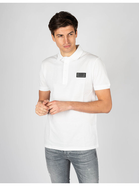 Les Hommes Les Hommes Polokošile LKT500 731U | Slim Fit Pique Polo with Metal Logo Bílá Slim Fit