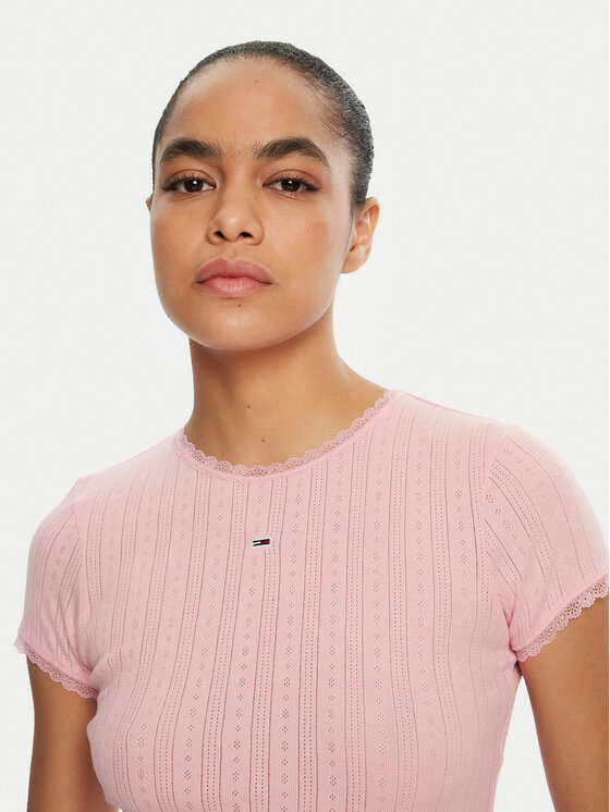 Tommy Jeans Tommy Jeans Marškinėliai DW0DW19493 Rožinė Slim Fit