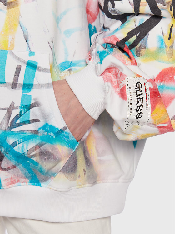 Guess Guess Felpa Queen Graffiti W3RQ24 K9R31 Multicolore Relaxed Fit