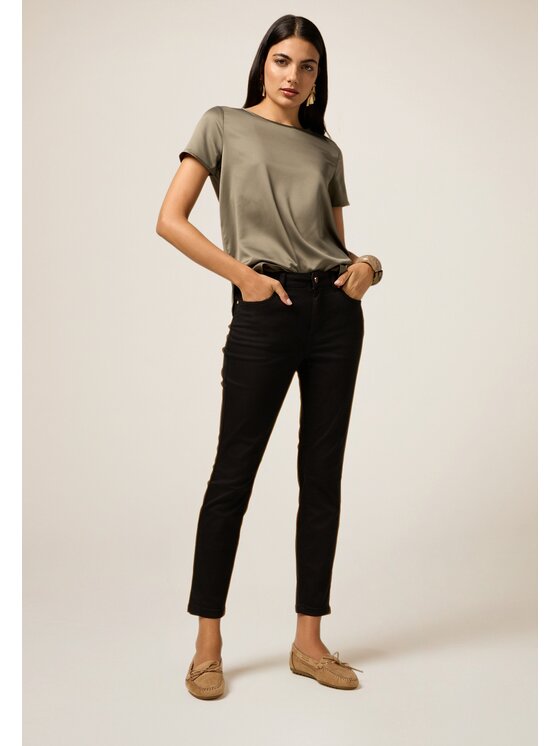 Oltre Oltre Pantaloni di tessuto P728R008665N033 Nero Skin Fit