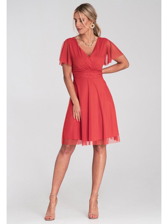 FIGL FIGL Koktejlové šaty M1206 Oranžová Flared Fit