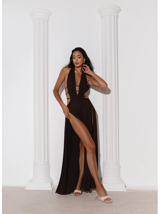 Love Saints Love Saints Sukienka dzianinowa L26LF-SU-K21 Brązowy Slim Fit