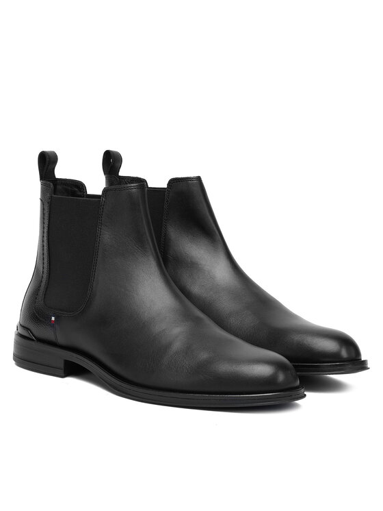 Tommy Hilfiger Tommy Hilfiger Členková obuv s elastickým prvkom Corporate Cheslea FM0FM05578 Čierna