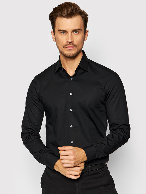 Calvin Klein Calvin Klein Košile Poplin K10K108229 Černá Slim Fit