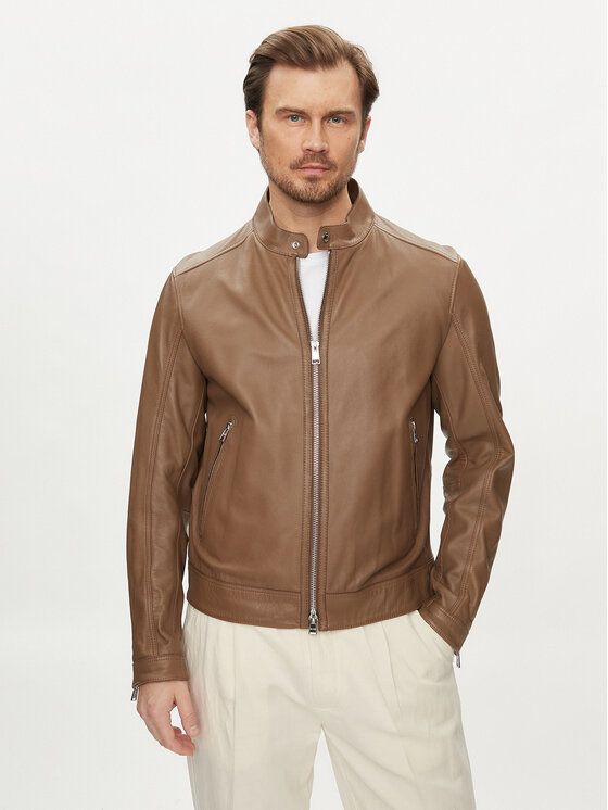 Boss Geacă de piele Mansell 50506353 Maro Regular Fit