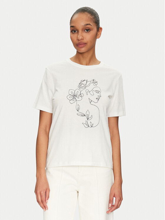 Vila Vila T-Shirt Sybil 14108062 Λευκό Regular Fit