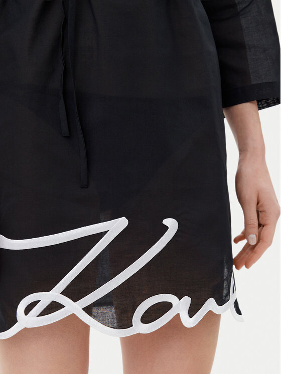 KARL LAGERFELD KARL LAGERFELD Рокля тип риза A1W46006 Черен Regular Fit