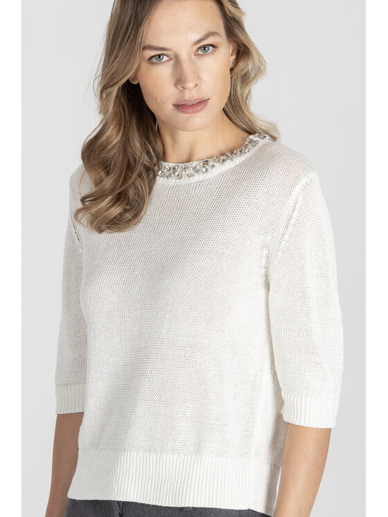 Deni Cler Milano Deni Cler Milano Sweter T-DC-S207-F2-60-11-1 Biały Regular Fit