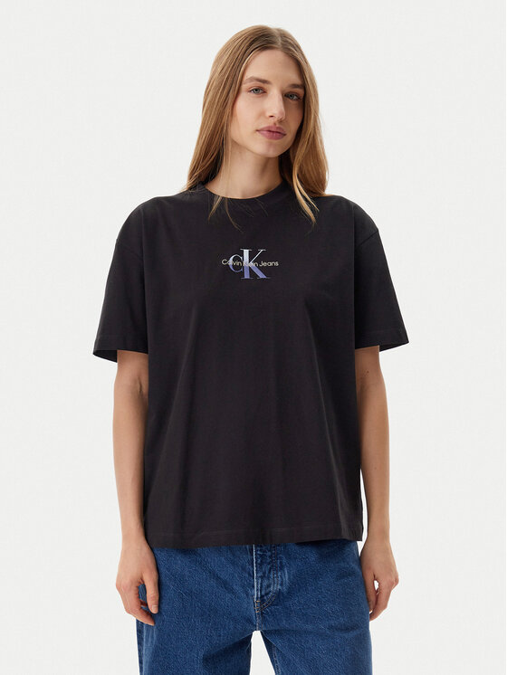 Calvin Klein Jeans Calvin Klein Jeans Póló Gradient Monologo J20J225521 Fekete Relaxed Fit