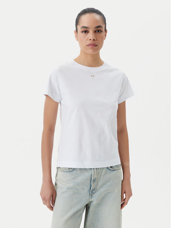 PINKO PINKO T-Shirt Bussolotto 100373 A2OG Bílá Regular Fit