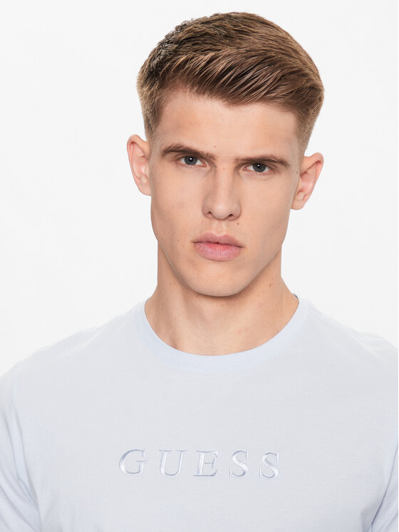 Guess Guess Tricou M2BP47 K7HD0 Albastru celest Slim Fit