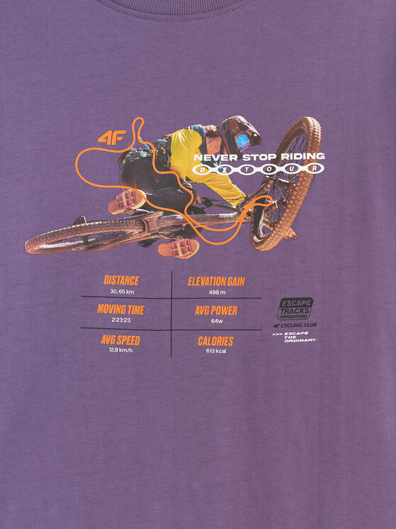 4F 4F T-Shirt WHEEL & WAVE Fioletowy Relaxed Fit