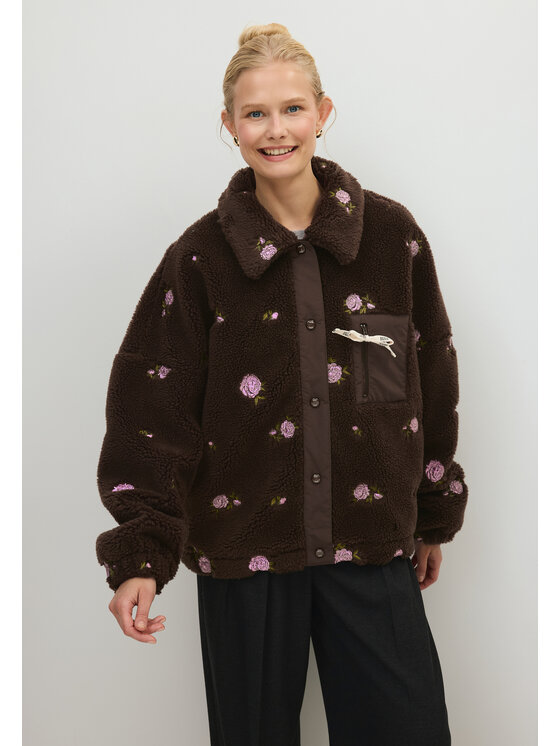 BIZUU BIZUU Bunda pro přechodné období MEDDY FLEECE ZIPPERED JACKET Hnědá Standard Fit