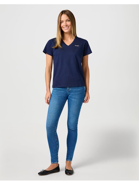 Wrangler Wrangler Jeansy HIGH SKINNY Niebieski Skinny Fit