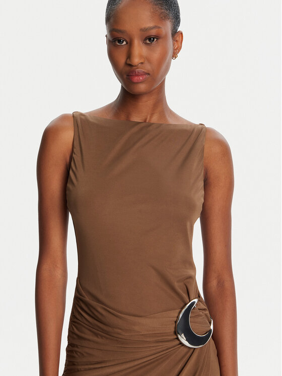 STAUD STAUD Koktel haljina Talia R25R2137VJ Smeđa Slim Fit