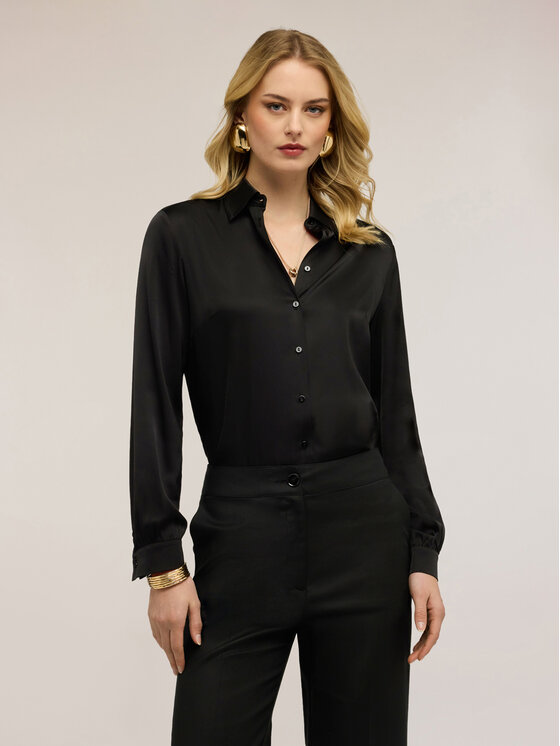 Motivi Motivi Camicia 5192Q400953N033 Nero Regular Fit