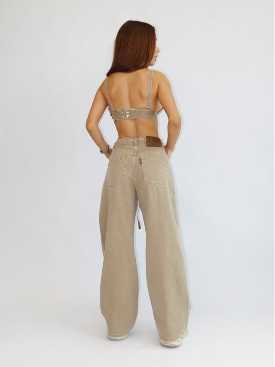 MissDenim MissDenim Top Denim Bra Beżowy Basic Fit
