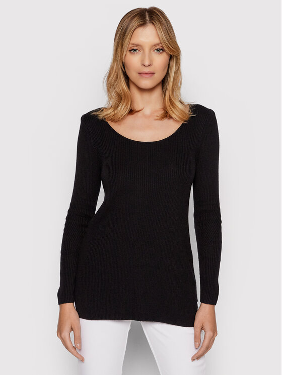 Calvin Klein Pulover Essential Rib Scoop K20K203477 Negru Slim Fit