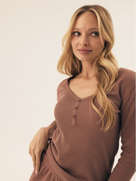 Esotiq Esotiq Piżama 42563 Brązowy Regular Fit