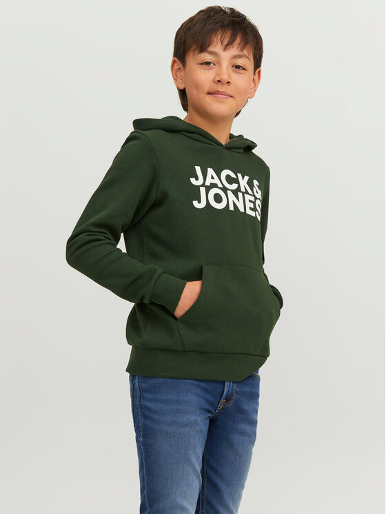 Jack&Jones Junior Džemperis ar kapuci 12152841 Zaļš Regular Fit