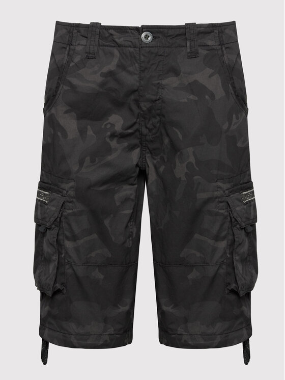 Alpha Industries Alpha Industries Bavlnené šortky Jet Camo 191200C Čierna Regular Fit