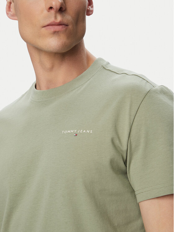 Tommy Jeans Tommy Jeans Tričko Linear Chest DM0DM21780 Svetlo zelená Slim Fit